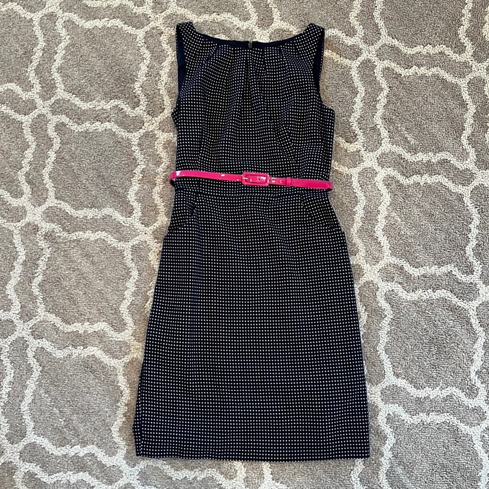 Blue/White Pencil Dress w/ Belt Size 10